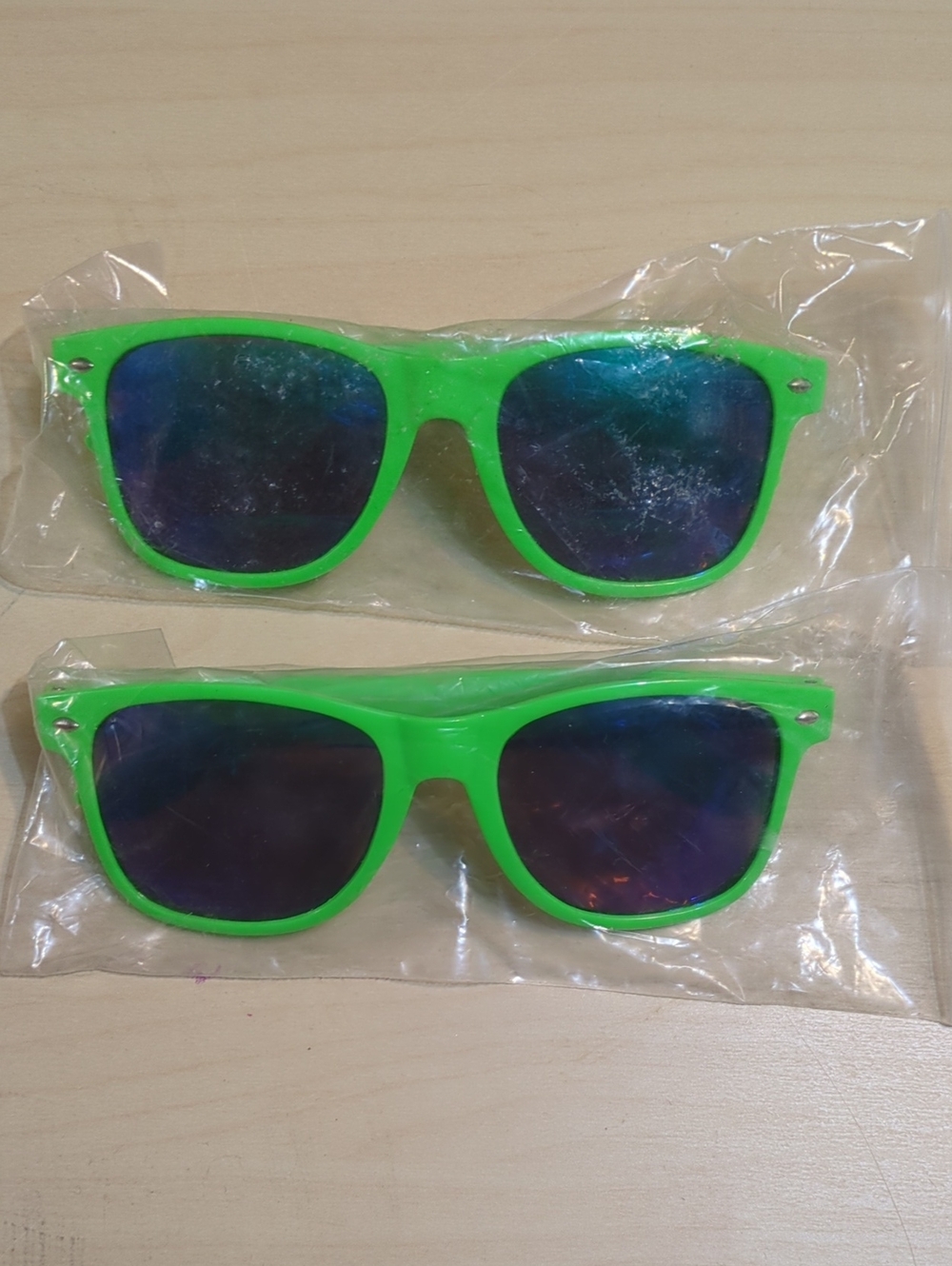 2 Pair Of Neon Green Mirrored Sunglasses - Fun UV Protection